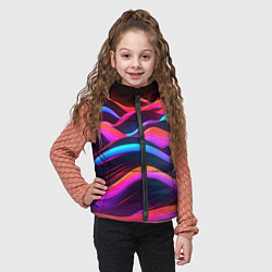 Детский жилет Неоновые фиолетовые волны, цвет: 3D-черный — фото 2