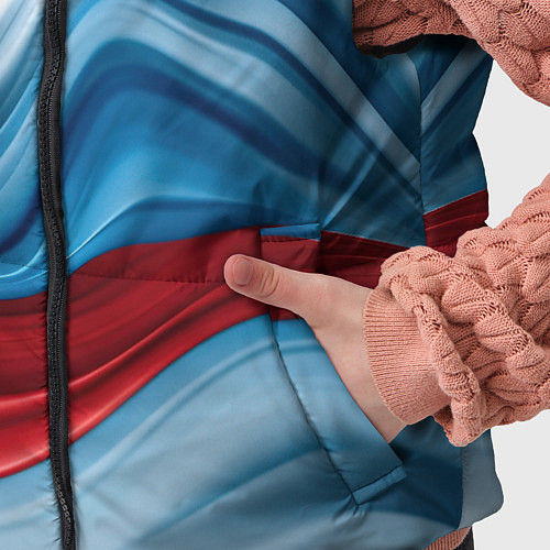 Детский жилет Белые синие красные волны / 3D-Светло-серый – фото 5