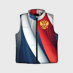 Детский жилет Герб России абстракция, цвет: 3D-красный