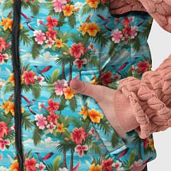 Детский жилет Гавайские цветочки паттерн, цвет: 3D-черный — фото 2