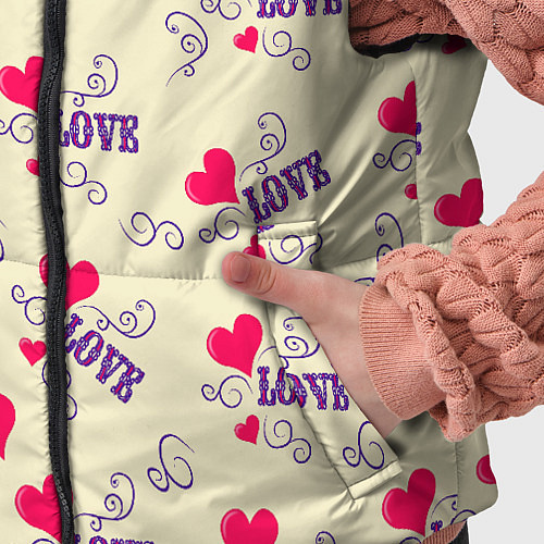 Детский жилет Любовь - надпись и сердечки / 3D-Светло-серый – фото 5