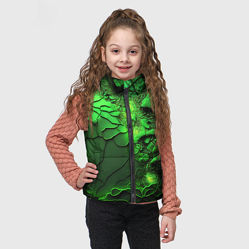 Детский жилет Объемная зеленая текстура / 3D-Красный – фото 3
