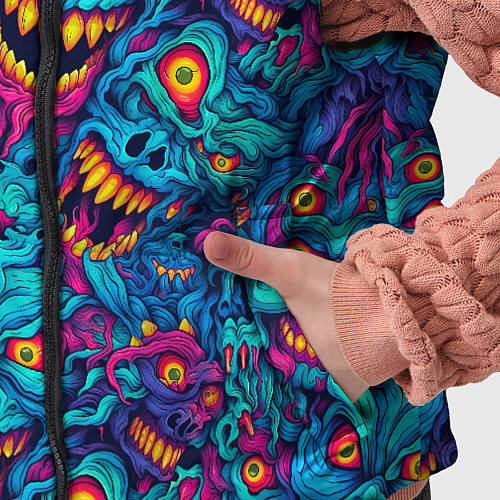 Детский жилет Неоновые монстры - graffiti art style pattern / 3D-Черный – фото 5