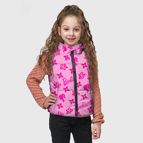 Детский жилет Барби паттерн розовый / 3D-Светло-серый – фото 3