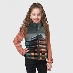 Детский жилет Японский павильон в дождь, цвет: 3D-черный — фото 2