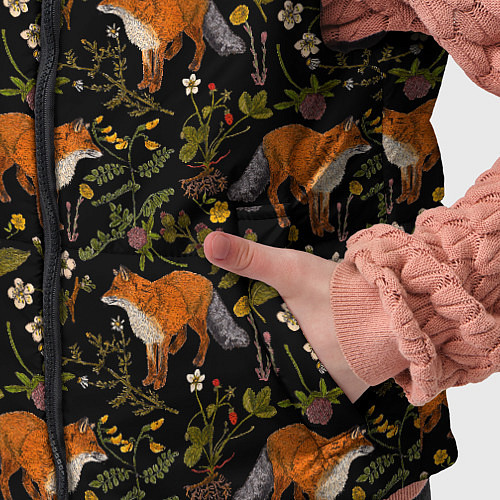 Детский жилет Лисы и цветы / 3D-Черный – фото 5