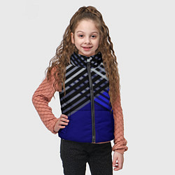 Детский жилет Белые и серые полосы на синем фоне, цвет: 3D-светло-серый — фото 2