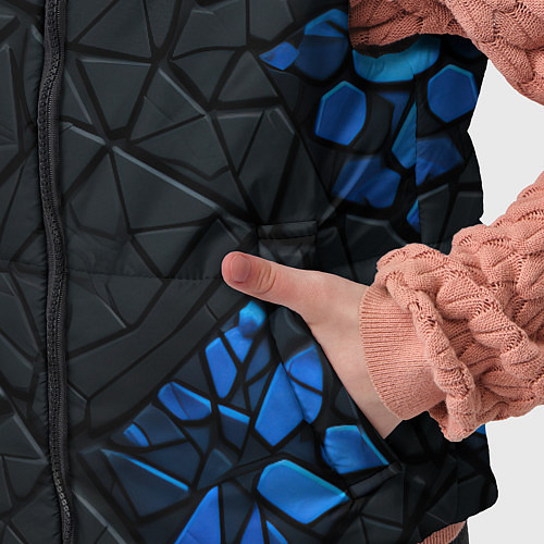 Детский жилет Черные плиты с синими вставками / 3D-Светло-серый – фото 5