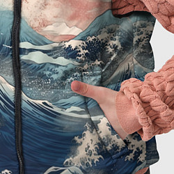 Детский жилет Японское море в ретро стиле, цвет: 3D-красный — фото 2