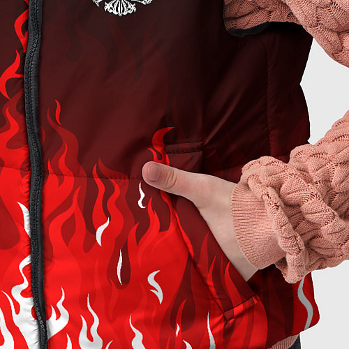 Детский жилет Герб РФ - красное пламя / 3D-Светло-серый – фото 5