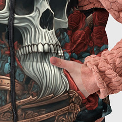 Детский жилет Череп викинга на корабле с розами в стиле тату ире, цвет: 3D-черный — фото 2