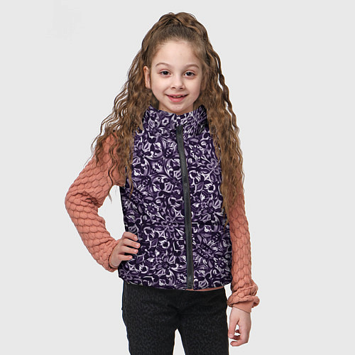 Детский жилет Фиолетовый паттерн узоры / 3D-Светло-серый – фото 3