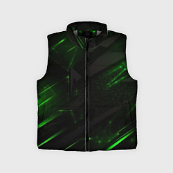 Детский жилет Dark black green abstract, цвет: 3D-светло-серый