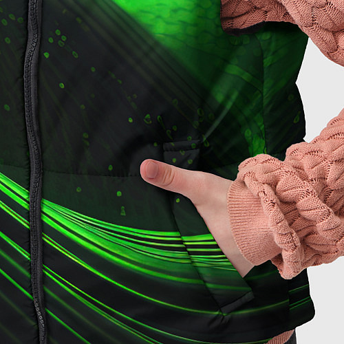 Детский жилет Зеленые абстрактные волны / 3D-Красный – фото 5