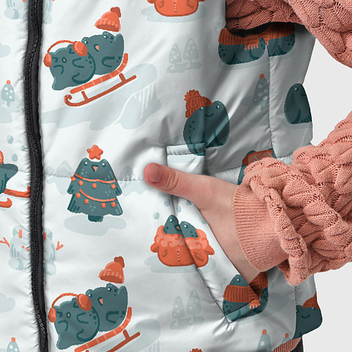 Детский жилет Зимние веселые лягушки / 3D-Черный – фото 5