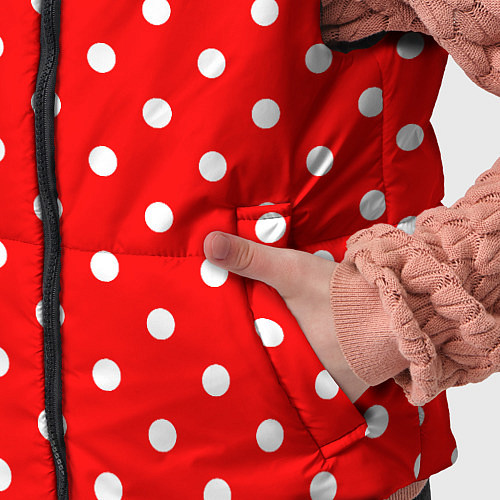 Детский жилет Белый горошек на красном / 3D-Черный – фото 5