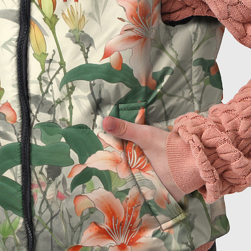 Детский жилет Тигровые лилии - японский стиль / 3D-Красный – фото 5