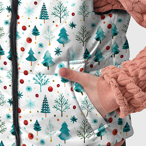 Детский жилет Новогодние элементы елки снежинки шарики / 3D-Красный – фото 5