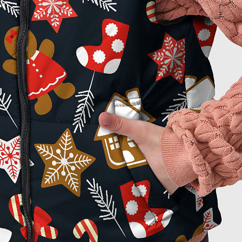 Детский жилет Рождественские пряники - праздничный паттерн / 3D-Красный – фото 5