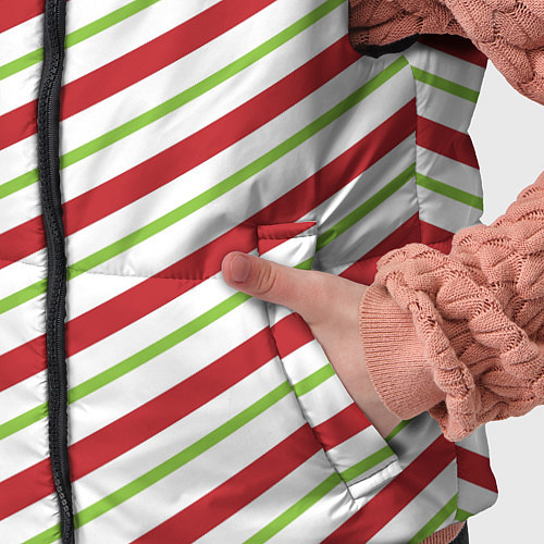 Детский жилет Рождественский паттерн красно зеленые полосы / 3D-Черный – фото 5