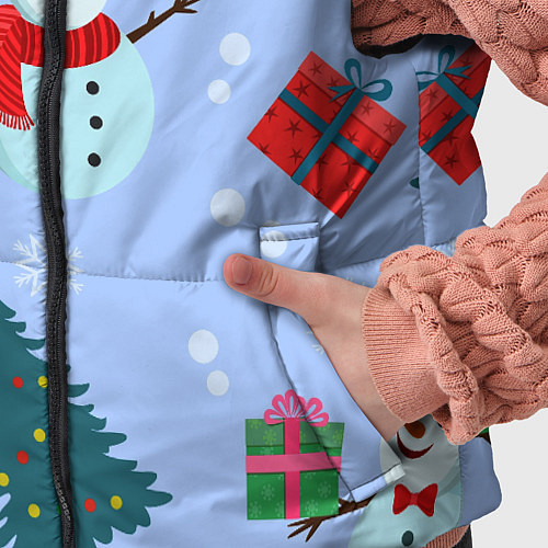 Детский жилет Снеговики с новогодними подарками паттерн / 3D-Черный – фото 5