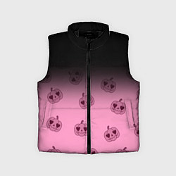 Детский жилет Черно-розовый градиент и хэллоуинские тыквы паттер, цвет: 3D-черный
