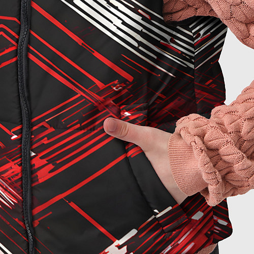 Детский жилет Киберпанк линии белые и красные / 3D-Черный – фото 5