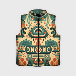 Детский жилет Абстрактный узор в мексиканском фолк-арт стиле, цвет: 3D-черный