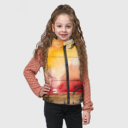 Детский жилет Тропический закат акварель, цвет: 3D-светло-серый — фото 2