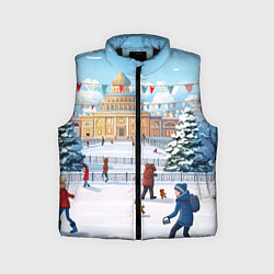 Детский жилет Каникулы новогодние, цвет: 3D-черный