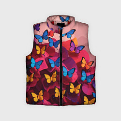 Детский жилет Разноцветные бабочки - розовые цветы, цвет: 3D-красный