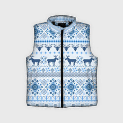 Детский жилет Blue sweater with reindeer, цвет: 3D-черный