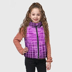 Детский жилет Фиолетовые неоновые полосы киберпанк, цвет: 3D-черный — фото 2
