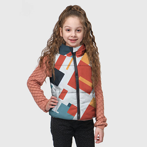 Детский жилет Геометрический узор - нейросеть / 3D-Светло-серый – фото 3