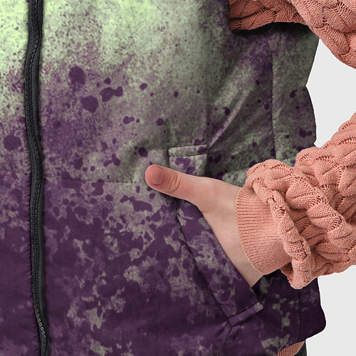 Детский жилет Абстракция - фиолетовые пятна на зеленом фоне / 3D-Черный – фото 5