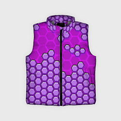 Детский жилет Фиолетовая энерго-броня из шестиугольников, цвет: 3D-светло-серый