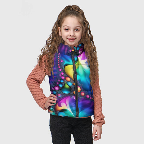 Детский жилет Розово синий фрактал / 3D-Красный – фото 3