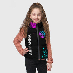 Детский жилет Ангелина и неоновый герб России вертикально, цвет: 3D-черный — фото 2