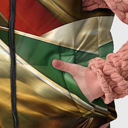 Детский жилет Золотая абстракция с зелеными и красными вставками, цвет: 3D-светло-серый — фото 2