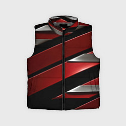 Детский жилет Красная металическая абстракция, цвет: 3D-светло-серый