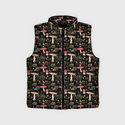 Детский жилет Goblincore - мухоморы, цвет: 3D-черный