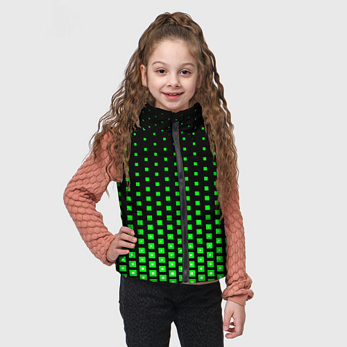 Детский жилет Зелёные квадраты / 3D-Красный – фото 3