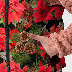 Детский жилет Новогодний узор из пуансетии и еловых шишек, цвет: 3D-черный — фото 2