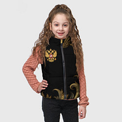 Детский жилет Герб России и золотистый узор, цвет: 3D-красный — фото 2