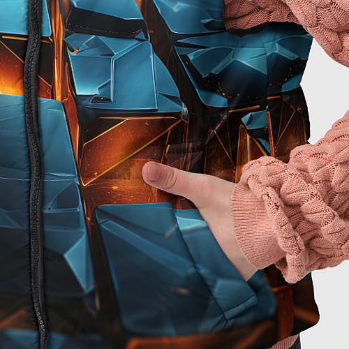 Детский жилет Темные плитки в лаве / 3D-Черный – фото 5