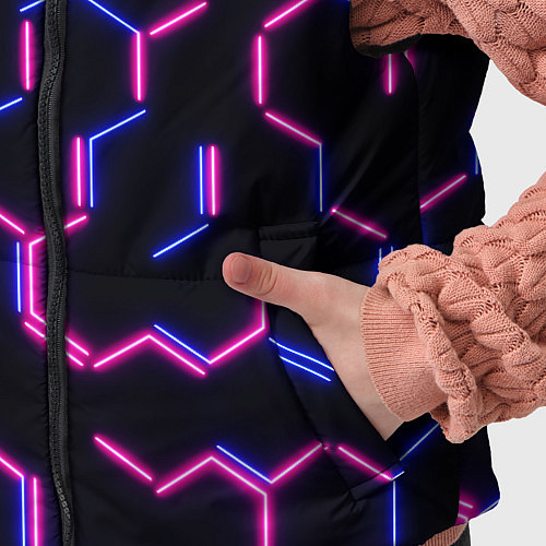 Детский жилет Сине-розовые неоновые неполные гексагоны / 3D-Черный – фото 5