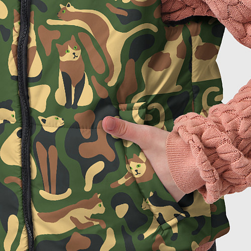 Детский жилет Коты и кошки - камуфляж / 3D-Черный – фото 5