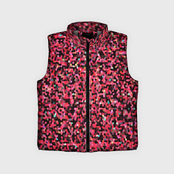 Детский жилет Мелкая мозаика розовый, цвет: 3D-светло-серый