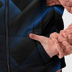 Детский жилет Черный абстрактный фон и синие неоновые вставки, цвет: 3D-светло-серый — фото 2