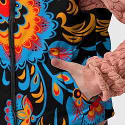 Детский жилет Хохломская роспись разноцветные цветы на чёроном ф, цвет: 3D-черный — фото 2